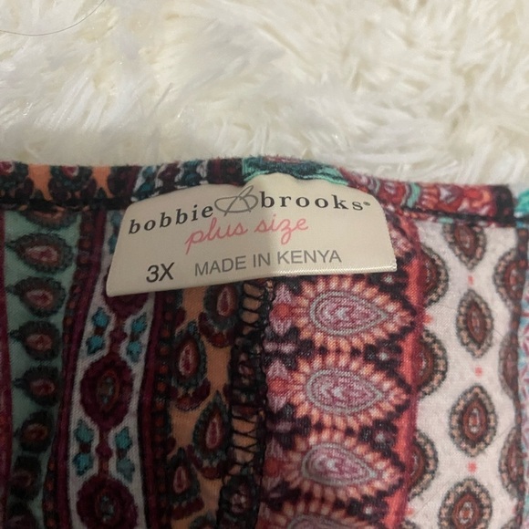 Bobbie Brooks plus size 3X tunic tshirt top multicolor stripes v-neck - Picture 4 of 7